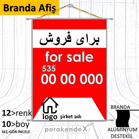 İranca Farça Satılık Yazısı 003 BRANDA POSTER,  AFİŞ -dikdörtgen,tek yön baskıbranda poster,  afiş