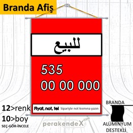 Arapça Satılık Yazısı 005 BRANDA POSTER,  AFİŞ -dikdörtgen,tek yön baskıbranda poster,  afiş