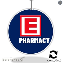 Pharmacy Yazısı DÖNKART -oval,çift yön baskıdön-kart