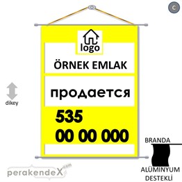 Rusça Satılık Yazısı 001 BRANDA POSTER,  AFİŞ -dikdörtgen,tek yön baskıbranda poster,  afiş
