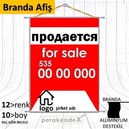 Rusça Satılık Yazısı 003 BRANDA POSTER,  AFİŞ -dikdörtgen,tek yön baskıbranda poster,  afiş