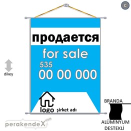 Rusça Satılık Yazısı 003 BRANDA POSTER,  AFİŞ -dikdörtgen,tek yön baskıbranda poster,  afiş