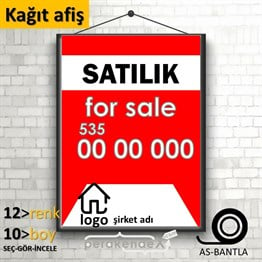 Satılık Yazısı 003 KAĞIT POSTER,  AFİŞ -dikdörtgen,tek yön baskıkağıt poster,  afiş